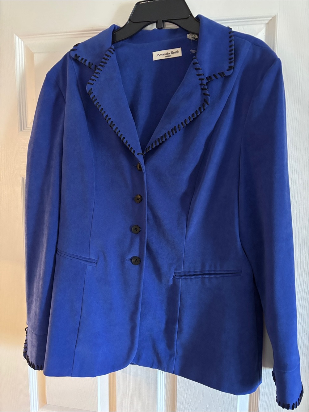 Amanda Smith Cobalt Blue Women's Blazer with Decorative Stitching